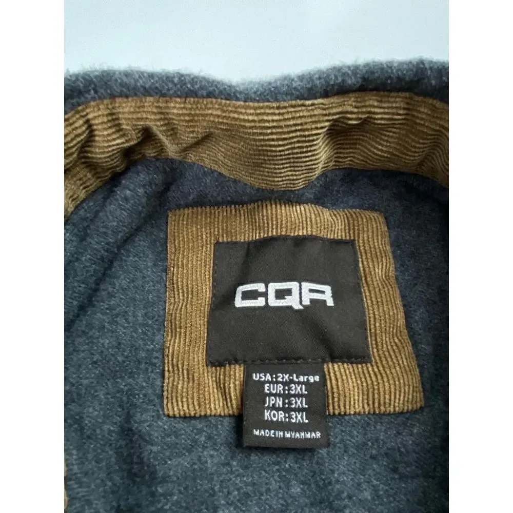 CQR Tactical Series Cotton Flannel Long Sleeve Button Shirt Mens 2XL Gray Brown